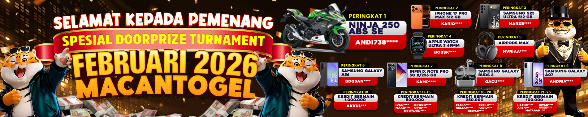 PEMENANG SPESIAL EVENT TURNAMENT TO JANUARI 2026